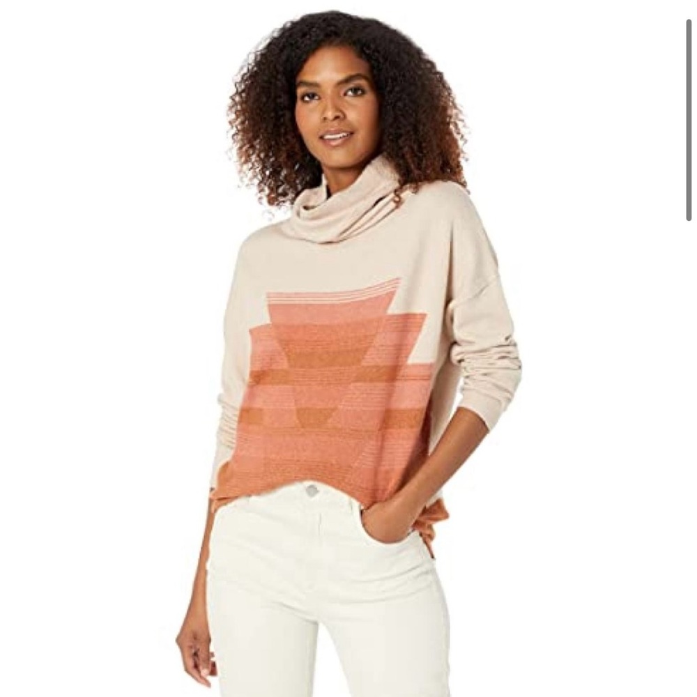 PrAna Women's Cowl Neck Sweater Oversized Southwestern Frosted Pine XS - Medium